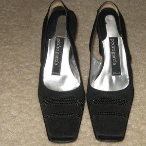 Pedro Garcia Sequined Sling Back Shoes Heels Black